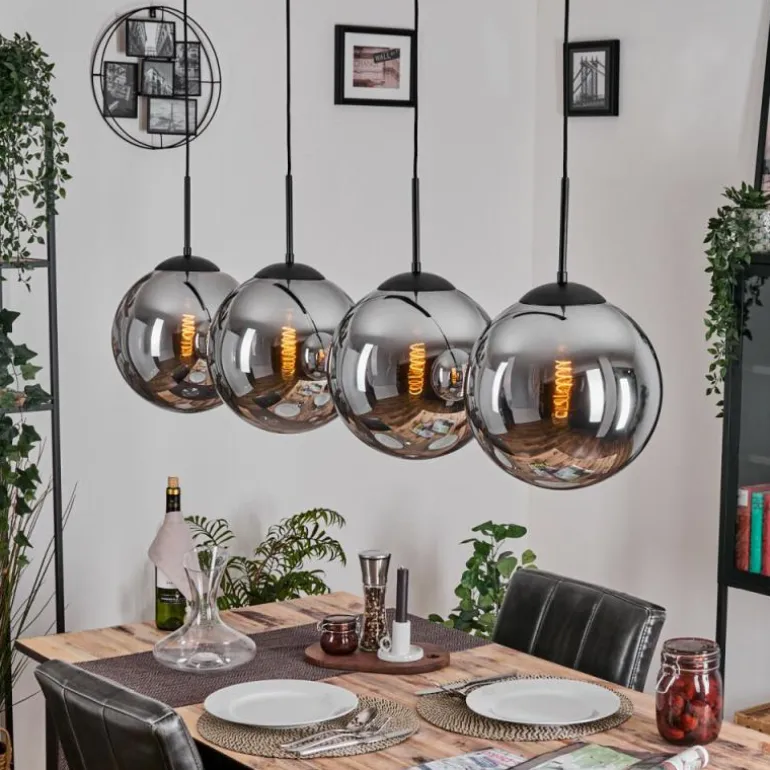 Gastor Suspension, Boule lumineuse, Suspension Chrome, Fumé, 4 lumières