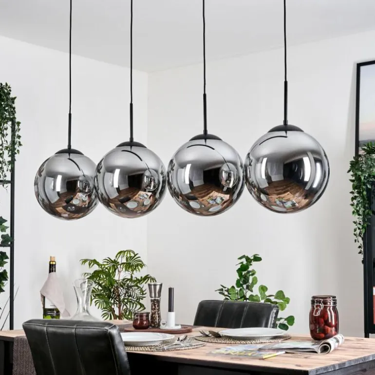 Gastor Suspension, Boule lumineuse, Suspension Chrome, Fumé, 4 lumières