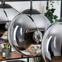 Gastor Suspension, Boule lumineuse, Suspension Chrome, Fumé, 4 lumières