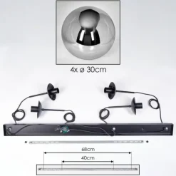 Gastor Suspension, Boule lumineuse, Suspension Chrome, Fumé, 4 lumières