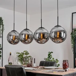 Gastor Suspension, Boule lumineuse, Suspension Chrome, Fumé, 4 lumières