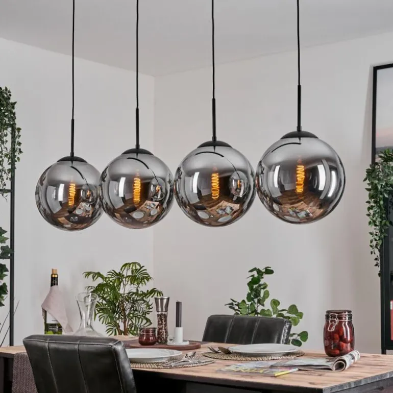 Gastor Suspension, Boule lumineuse, Suspension Chrome, Fumé, 4 lumières