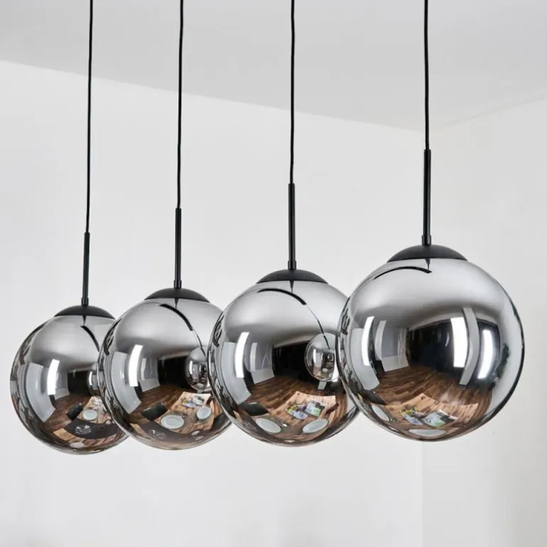 Gastor Suspension, Boule lumineuse, Suspension Chrome, Fumé, 4 lumières