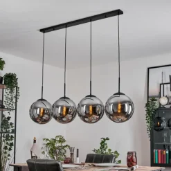 Gastor Suspension, Boule lumineuse, Suspension Chrome, Fumé, 4 lumières
