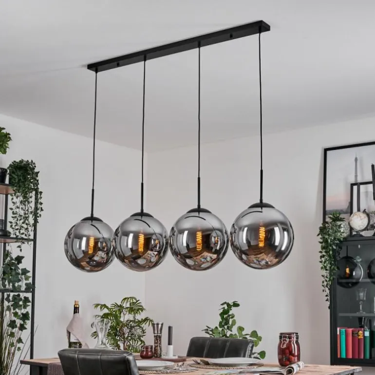 Gastor Suspension, Boule lumineuse, Suspension Chrome, Fumé, 4 lumières