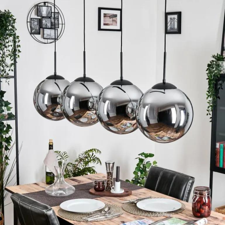 Gastor Suspension, Boule lumineuse, Suspension Chrome, Fumé, 4 lumières