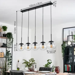 Gastor Suspension, Boule lumineuse, Suspension Clair, 5 lumières