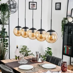 Gastor Suspension, Boule lumineuse, Suspension Ambre, 5 lumières