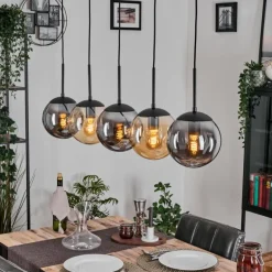 Gastor Suspension, Boule lumineuse, Suspension Ambre, Fumé, 5 lumières