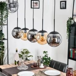 Gastor Suspension, Boule lumineuse, Suspension Ambre, Fumé, 5 lumières