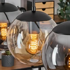 Gastor Suspension, Boule lumineuse, Suspension Ambre, Fumé, 5 lumières