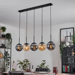 Gastor Suspension, Boule lumineuse, Suspension Ambre, Fumé, 5 lumières