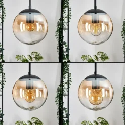 Gastor Suspension, Boule lumineuse, Suspension Ambre, Clair, 5 lumières