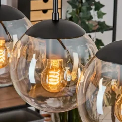 Gastor Suspension, Boule lumineuse, Suspension Ambre, Clair, 5 lumières