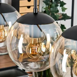 Gastor Suspension, Boule lumineuse, Suspension Ambre, Clair, 5 lumières