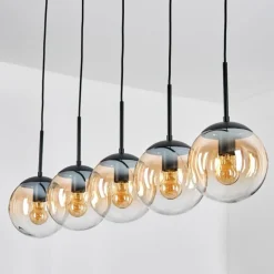 Gastor Suspension, Boule lumineuse, Suspension Ambre, Clair, 5 lumières