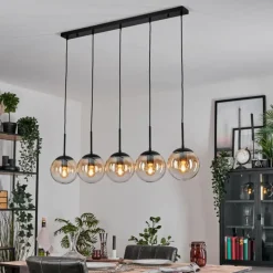 Gastor Suspension, Boule lumineuse, Suspension Ambre, Clair, 5 lumières