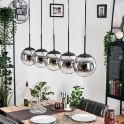 Gastor Suspension, Boule lumineuse, Suspension Chrome, Clair, Fumé, 5 lumières