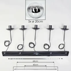 Gastor Suspension, Boule lumineuse, Suspension Chrome, Clair, Fumé, 5 lumières