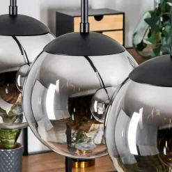 Gastor Suspension, Boule lumineuse, Suspension Chrome, Clair, Fumé, 5 lumières