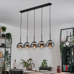 Gastor Suspension, Boule lumineuse, Suspension Chrome, Clair, Fumé, 5 lumières