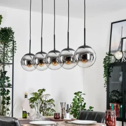 Gastor Suspension, Boule lumineuse, Suspension Chrome, Clair, Fumé, 5 lumières