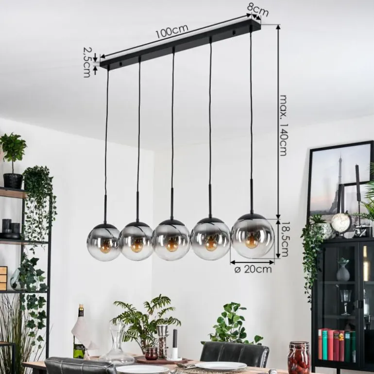 Gastor Suspension, Boule lumineuse, Suspension Clair, Fumé, 5 lumières
