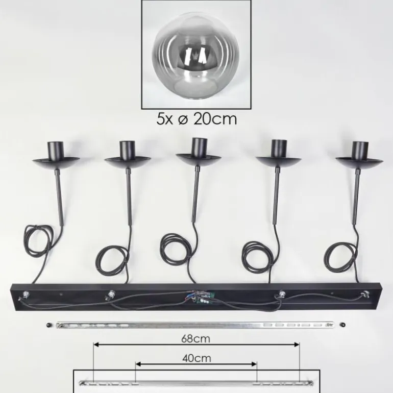 Gastor Suspension, Boule lumineuse, Suspension Clair, Fumé, 5 lumières