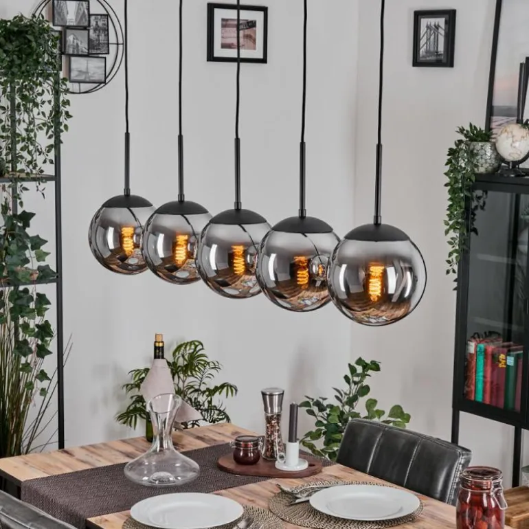 Gastor Suspension, Boule lumineuse, Suspension Chrome, Fumé, 5 lumières