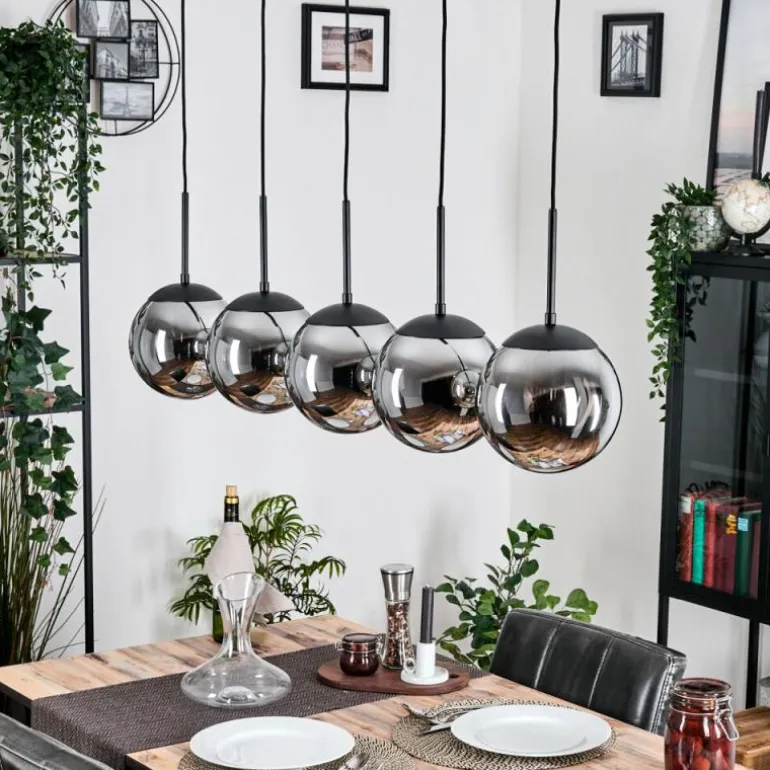 Gastor Suspension, Boule lumineuse, Suspension Chrome, Fumé, 5 lumières