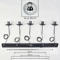 Gastor Suspension, Boule lumineuse, Suspension Chrome, Fumé, 5 lumières