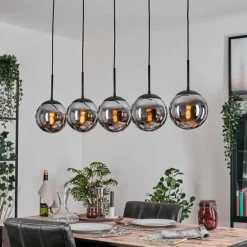 Gastor Suspension, Boule lumineuse, Suspension Chrome, Fumé, 5 lumières