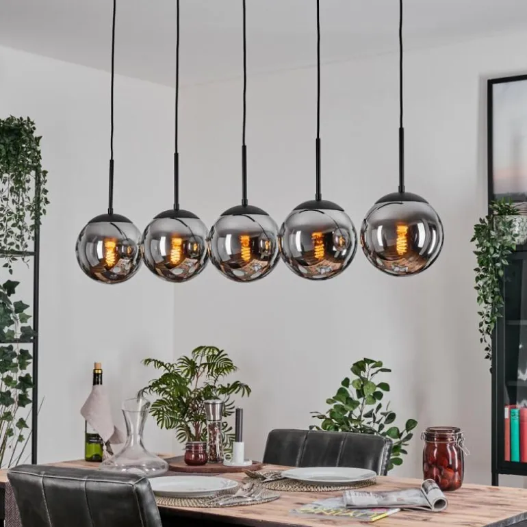 Gastor Suspension, Boule lumineuse, Suspension Chrome, Fumé, 5 lumières