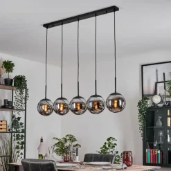Gastor Suspension, Boule lumineuse, Suspension Chrome, Fumé, 5 lumières