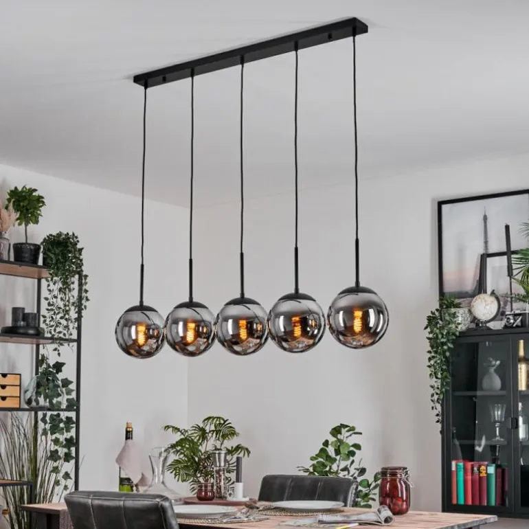 Gastor Suspension, Boule lumineuse, Suspension Chrome, Fumé, 5 lumières