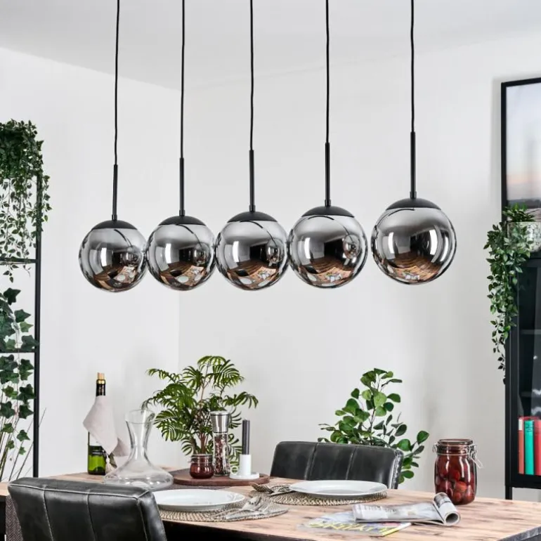 Gastor Suspension, Boule lumineuse, Suspension Chrome, Fumé, 5 lumières