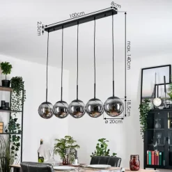 Gastor Suspension, Boule lumineuse, Suspension Fumé, 5 lumières