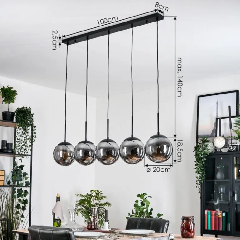 Gastor Suspension, Boule lumineuse, Suspension Fumé, 5 lumières