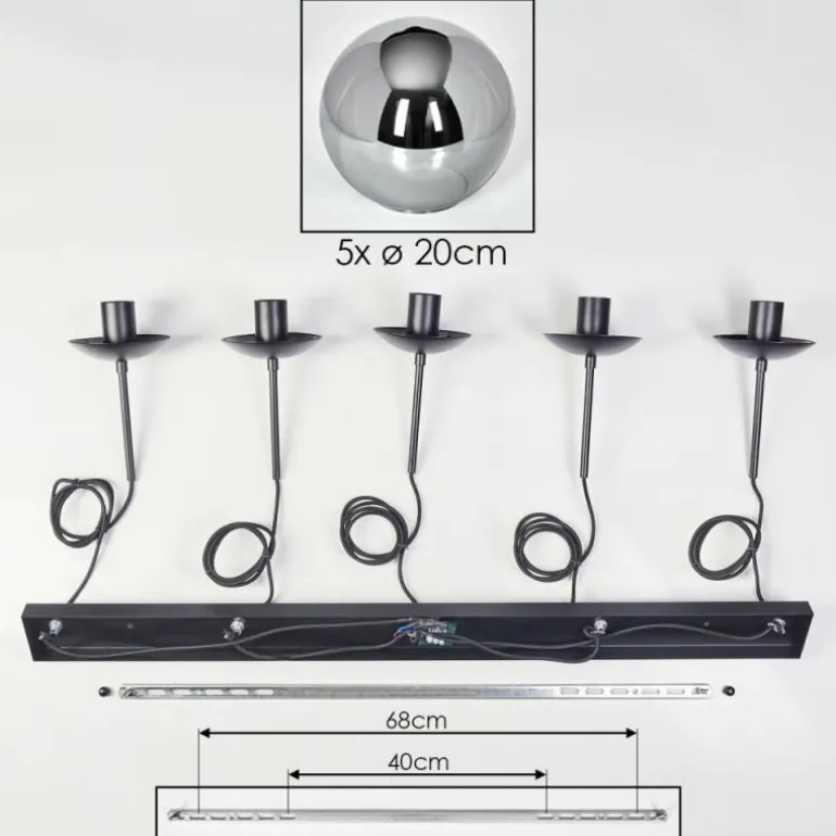 Gastor Suspension, Boule lumineuse, Suspension Fumé, 5 lumières