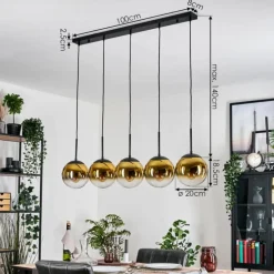 Gastor Suspension, Boule lumineuse, Suspension Or, Clair, 5 lumières