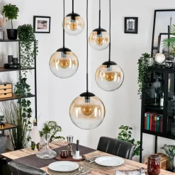 Gastor Suspension, Boule lumineuse, Suspension Ambre, Clair, 5 lumières