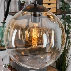 Gastor Suspension, Boule lumineuse, Suspension Ambre, Clair, 5 lumières