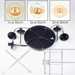 Gastor Suspension, Boule lumineuse, Suspension Ambre, Clair, 5 lumières
