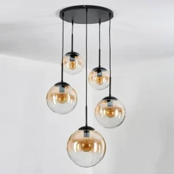 Gastor Suspension, Boule lumineuse, Suspension Ambre, Clair, 5 lumières