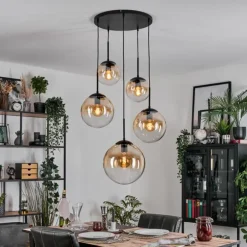 Gastor Suspension, Boule lumineuse, Suspension Ambre, Clair, 5 lumières
