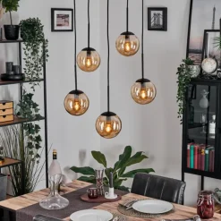 Gastor Suspension, Boule lumineuse, Suspension Ambre, 5 lumières