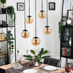 Gastor Suspension, Boule lumineuse, Suspension Ambre, 5 lumières