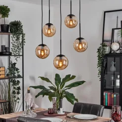 Gastor Suspension, Boule lumineuse, Suspension Ambre, 5 lumières