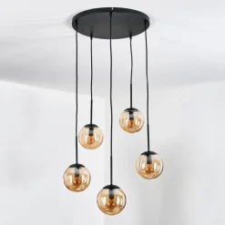Gastor Suspension, Boule lumineuse, Suspension Ambre, 5 lumières