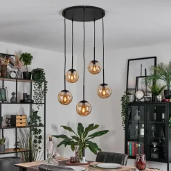 Gastor Suspension, Boule lumineuse, Suspension Ambre, 5 lumières